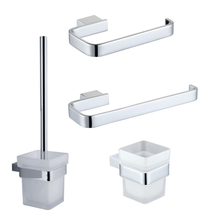 Chrome 4 Piece Bathroom Accessory Set - Arissa