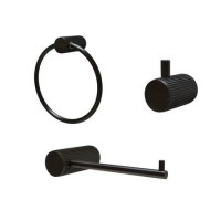 3 Piece Black Knurled Bathroom Accessory Set - Arissa