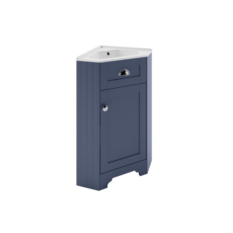 580mm Blue Corner Vanity Unit - Baxenden 