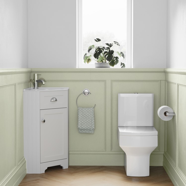 580mm White Corner Vanity Unit - Baxenden 