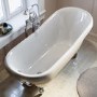 Beige Freestanding Single Ended Roll Top Slipper Bath with Chrome Feet 1615 x 690mm - Bowland