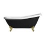 Black Freestanding Single Ended Roll Top Slipper Bath with Brass Feet 1615 x 690mm - Bowland