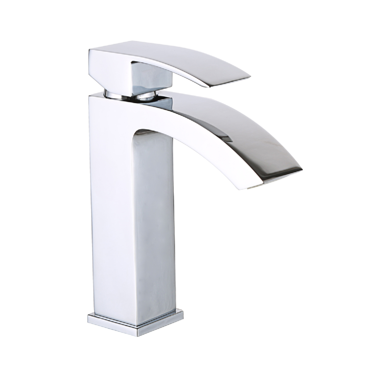 Chrome Freestanding Bath Shower Mixer and Basin Tap Set - Wave