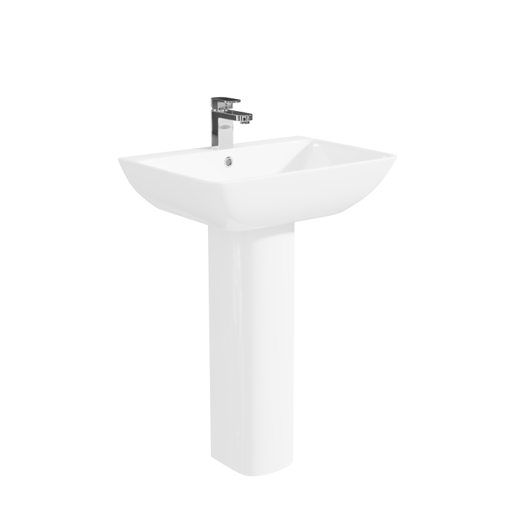 550mm Basin and Full Pedestal - 1 Tap Hole -  Palma