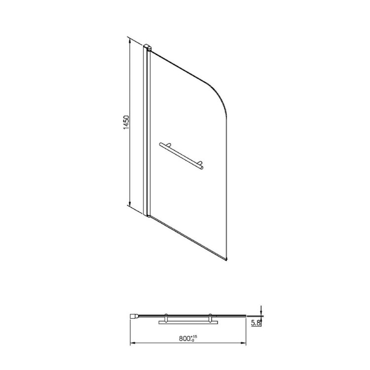 Single Ended Shower Bath with Front Panel & Chrome Bath Screen with Towel Rail 1500 x 700mm - Alton