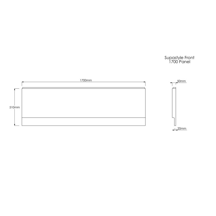 Single Ended Shower Bath with Front Panel & Chrome Bath Screen 1700 x 750mm - Cotswold