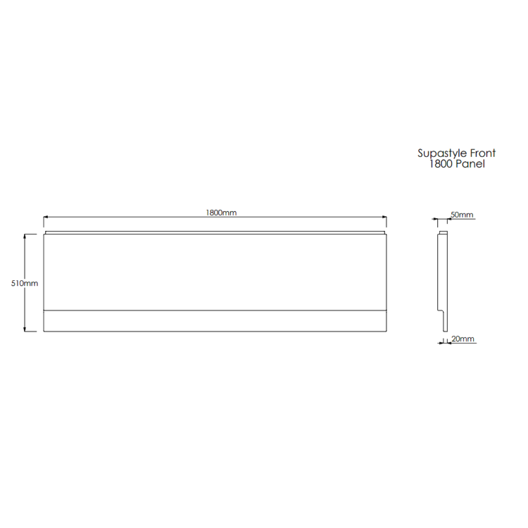 Single Ended Shower Bath with Front Panel & Right Hand Black Grid Bath Screen 1800 x 800mm - Alton