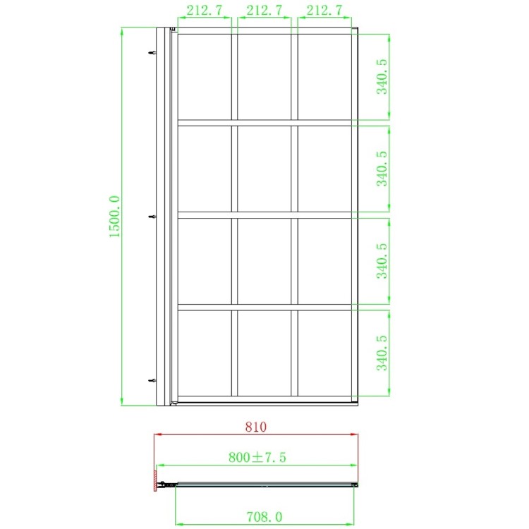 Single Ended Shower Bath with Front Panel & Right Hand Black Grid Bath Screen 1800 x 800mm - Alton