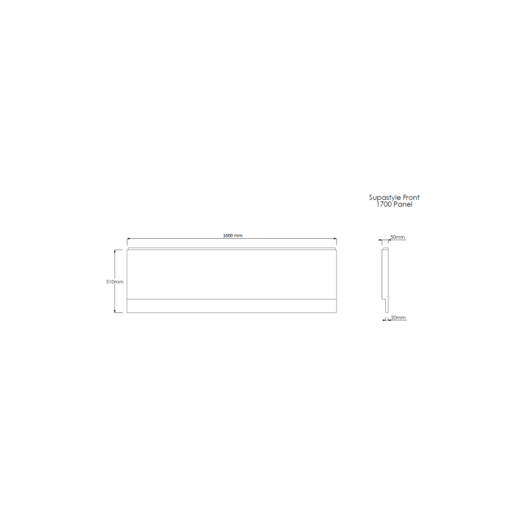 Single Ended Shower Bath with Front Panel & Black Framed Bath Screen 1600 x 700mm - Rutland