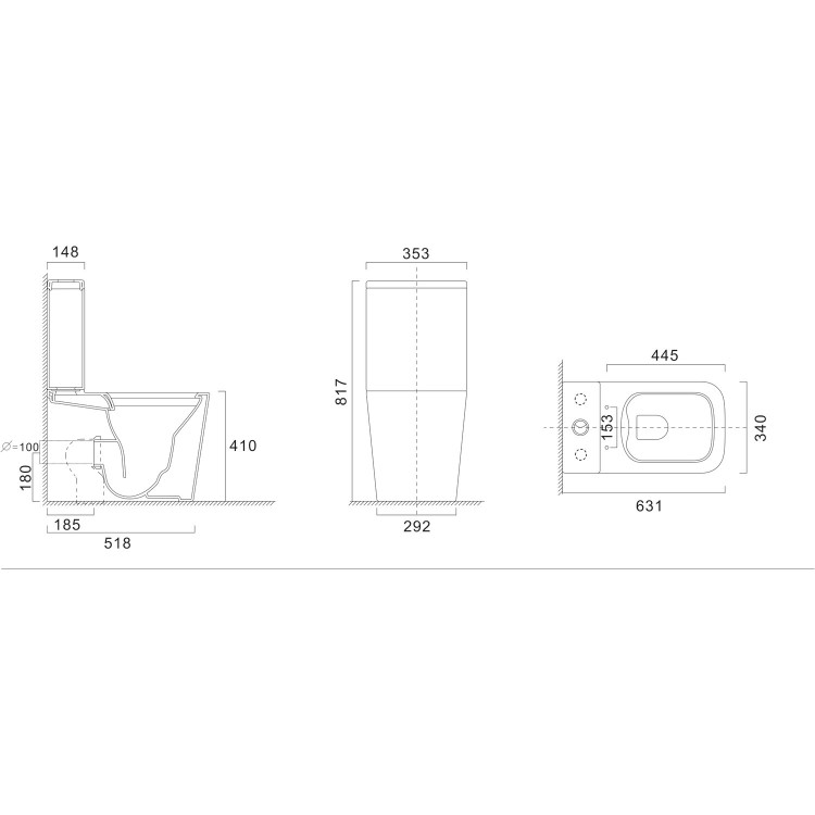 Single Ended 1600mm Shower Bath Suite with Toilet Basin & Panels - Rutland