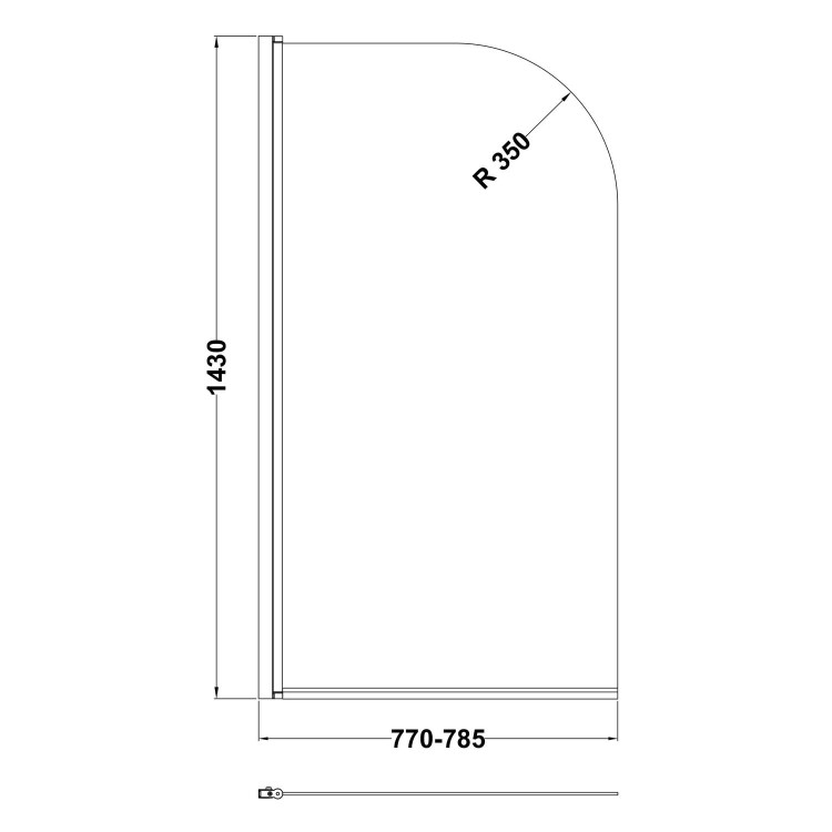 Single Ended Shower Bath with Front Panel & Hinged Chrome Bath Screen 1600 x 700mm - Rutland