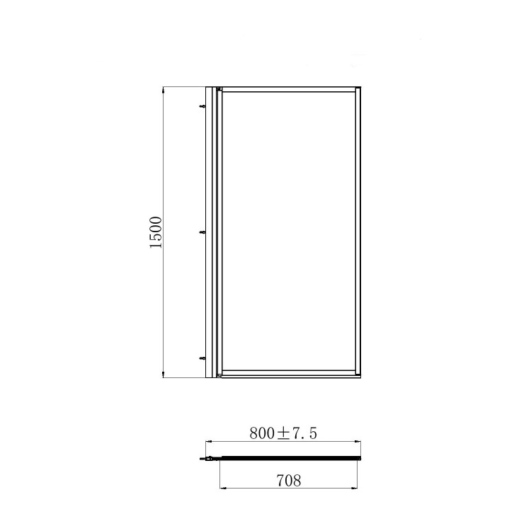 Single Ended Shower Bath with Front Panel & Black Framed Bath Screen 1700 x 700mm - Rutland