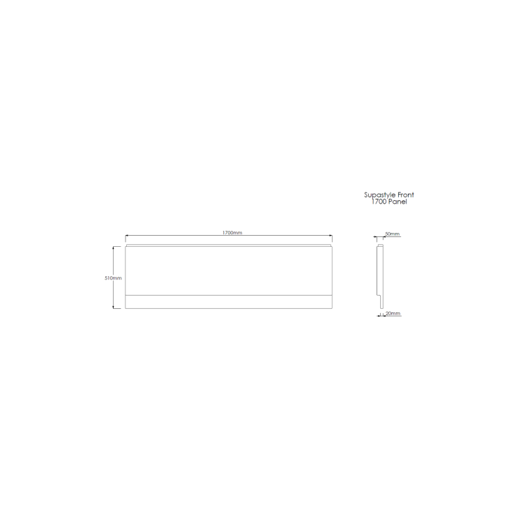 Rutland Single Ended Square Bath with Front Panel & Black Grid Screen - Left Hand 1700 x 700