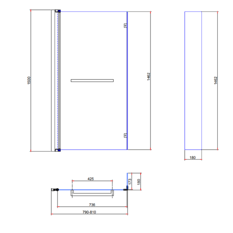 L Shape Shower Bath Left Hand with Front Panel & Chrome Bath Screen with Towel Rail 1500 x 850mm - Lomax