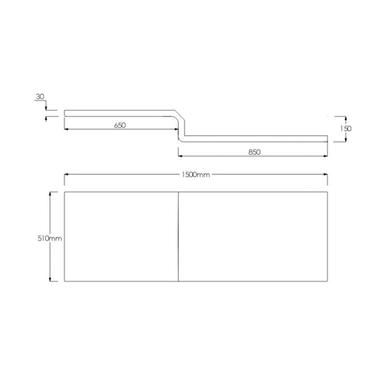 Lomax 1500 x 850 L Shaped Shower Bath Right Hand with Front Panel and Chrome Bath Screen