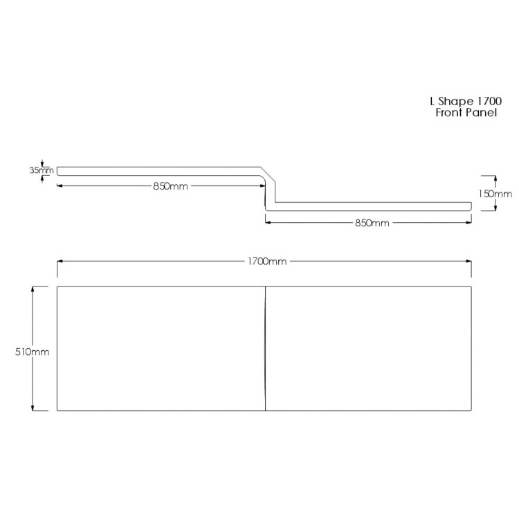 L Shape Shower Bath Left Hand with Front Panel & Black Bath Screen 1700 x 850mm - Lomax