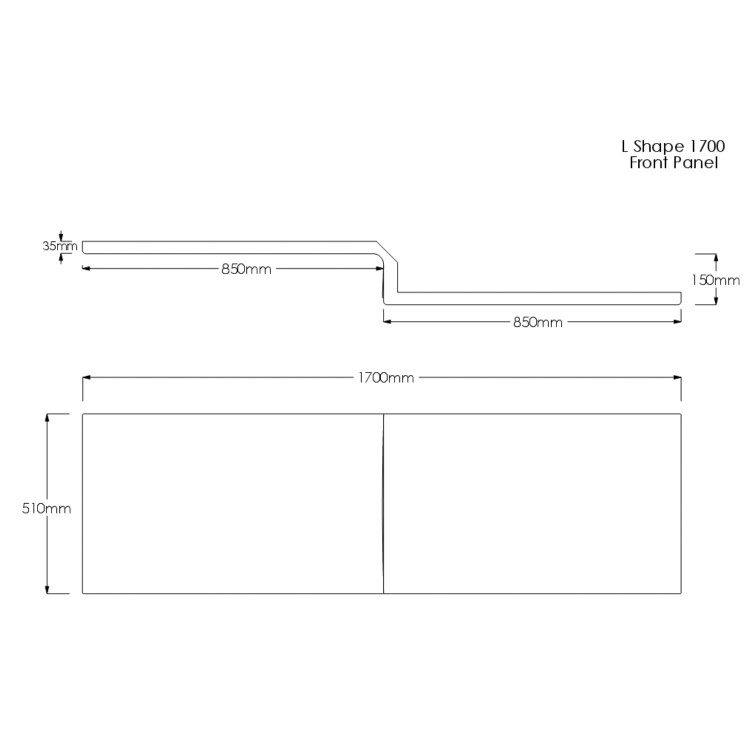 L Shape Shower Bath Right Hand with Front Panel & Chrome Bath Screen with Towel Rail 1700 x 850mm - Lomax