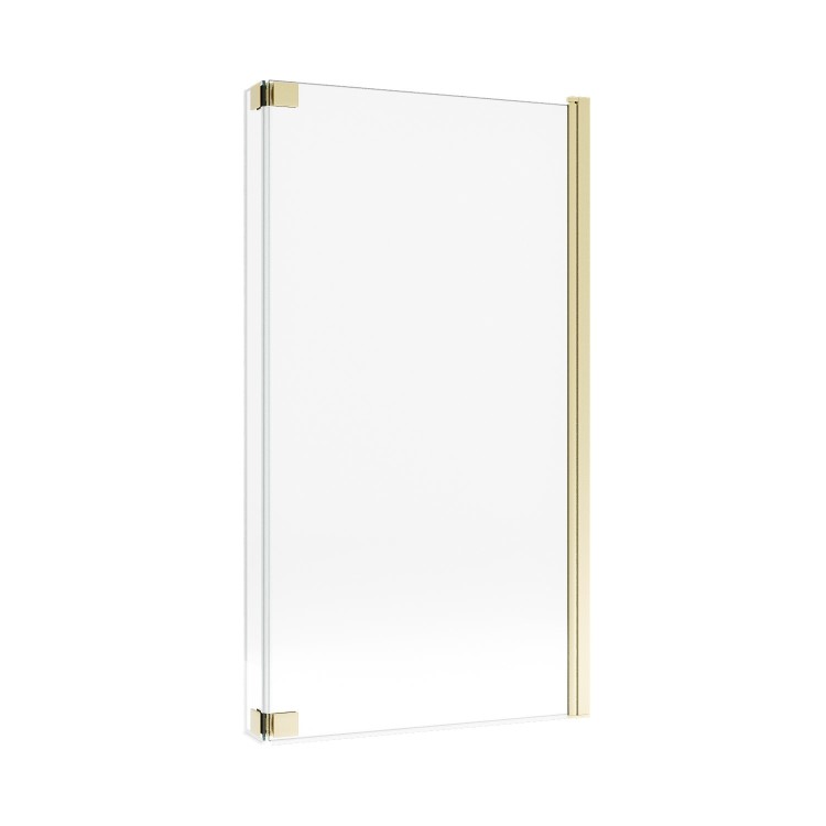 L Shape Shower Bath Left Hand with Front Panel & Brushed Brass Screen 1700 x 850mm - Lomax