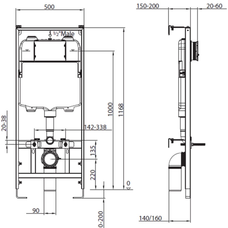 Wall Hung Smart Bidet Japanese Toilet & Frame Cistern and Chrome Flush Plate - Purificare