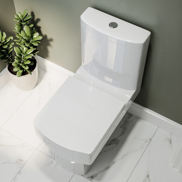 Close Coupled Toilet and White Gloss Basin Vanity Unit Cloakroom Suite - Ashford