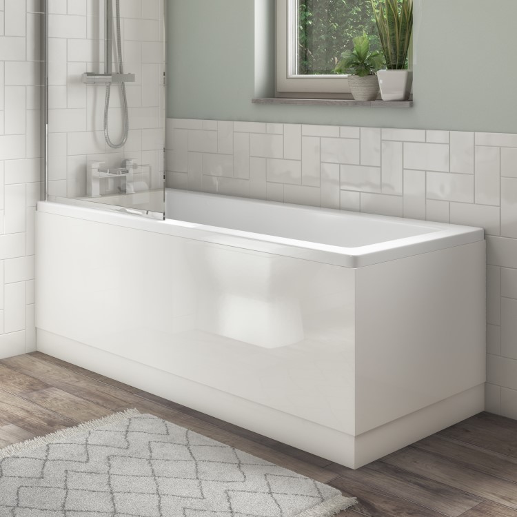 1700mm x 700mm Wooden White Gloss Bath Panel Pack - Ashford