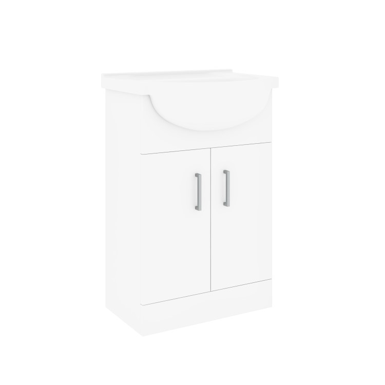 Close Coupled Toilet and 550mm Basin Vanity Unit Bathroom Suite - Classic