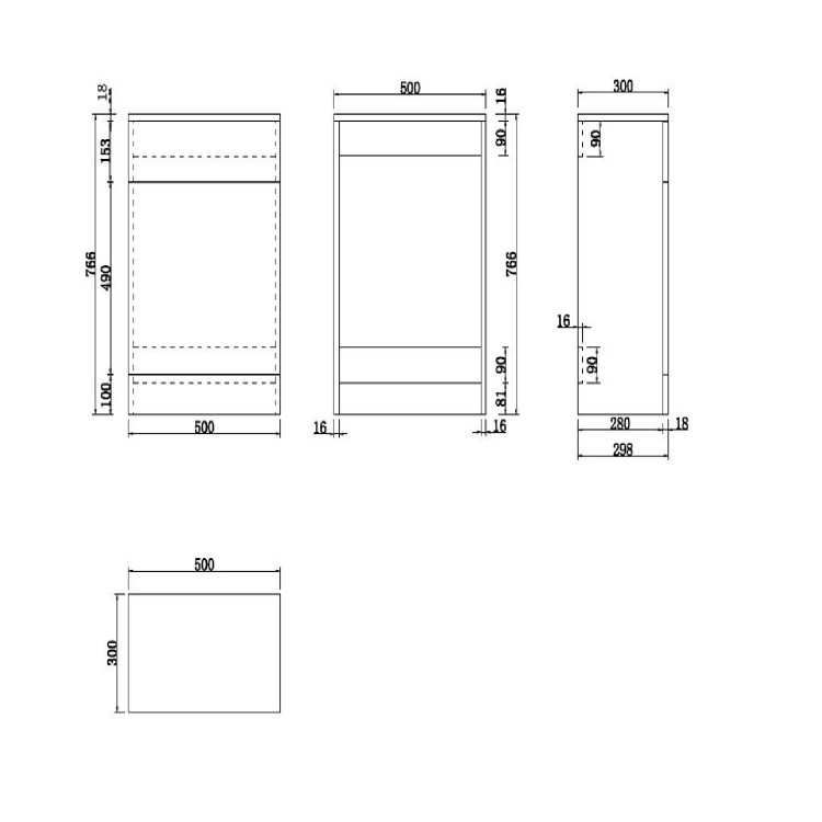 500mm White Back to Wall Toilet Unit with Round Toilet - Classic