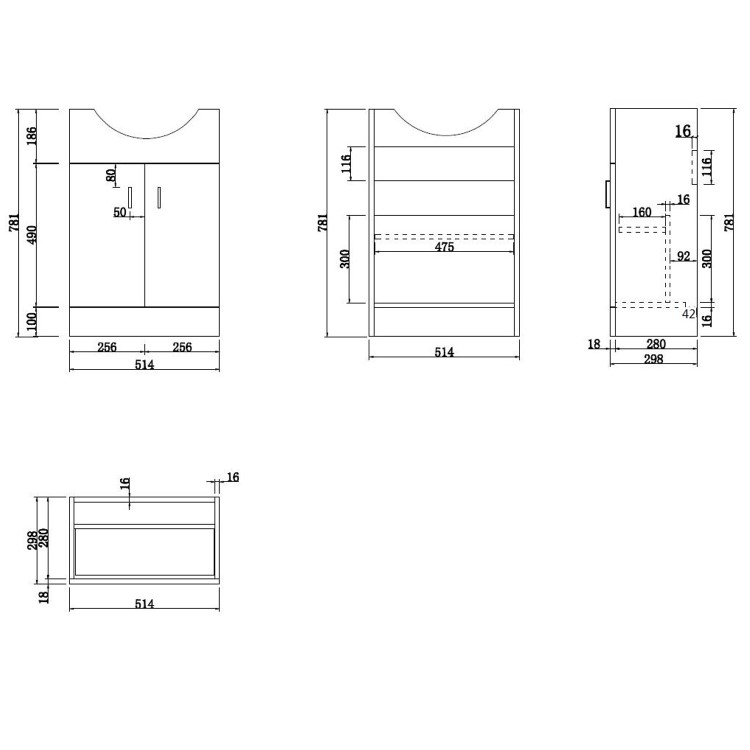 1100mm White Toilet and Sink Unit with Round Toilet - Classic