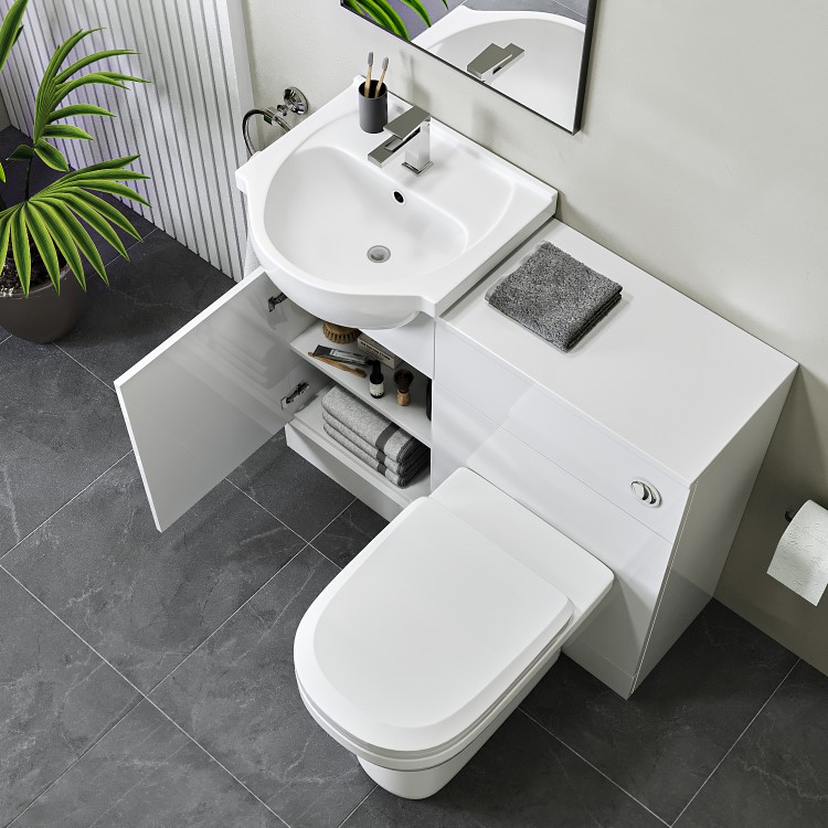 950mm White Toilet and Sink Unit with Round Toilet - Classic