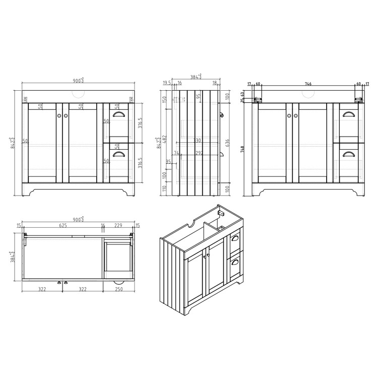 1400mm White Toilet and Sink Unit with Traditional Toilet- Baxenden