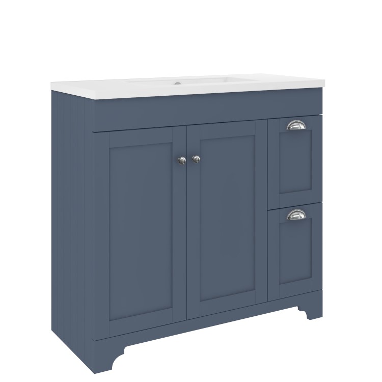 900mm Blue Freestanding Vanity Unit with Basin - Baxenden