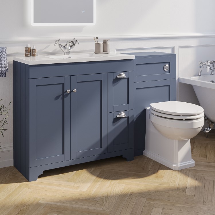 1400mm Blue Toilet and Sink Unit with Traditional Toilet - Baxenden