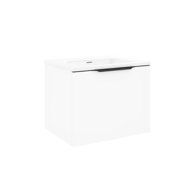 600mm White Wall Hung Vanity Unit with Gloss Basin - Sion