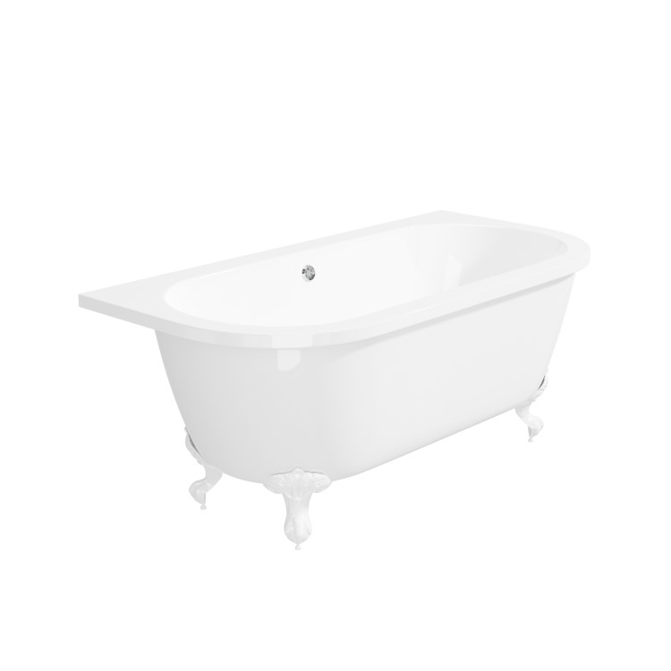 Freestanding Double Ended Back to Wall Bath with White Feet 1700 x 620mm - Park Royal