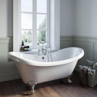 Freestanding Double Ended Roll Top Bath with Chrome Feet 1750 x 740mm - Park Royal