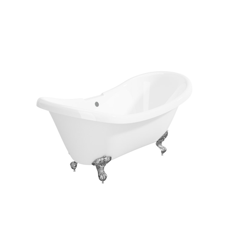 Freestanding Double Ended Roll Top Bath with Chrome Feet 1750 x 740mm - Park Royal