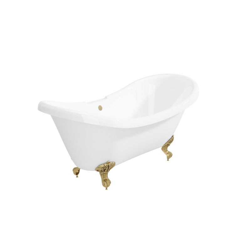 Freestanding Double Ended Roll Top Bath with Brushed Brass Feet 1750 x 740mm - Park Royal