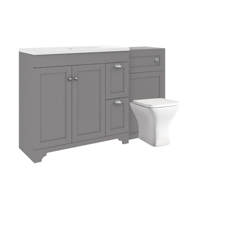 1400mm Grey Toilet and Sink Unit with Square Toilet- Baxenden