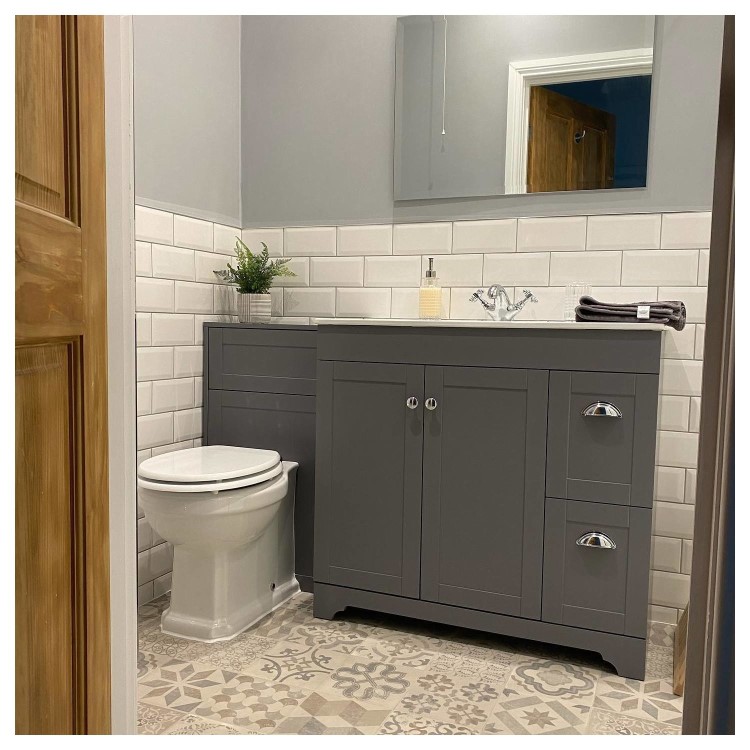 1400mm Grey Toilet and Sink Unit with Square Toilet- Baxenden