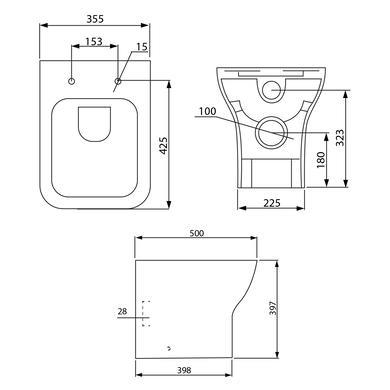 1400mm Grey Toilet and Sink Unit with Square Toilet- Baxenden