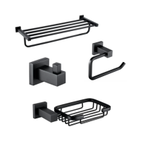 Black 4 Piece Bathroom Accessory Set - Arissa