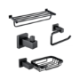 Black 4 Piece Bathroom Accessory Set - Arissa