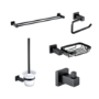 Black 5 Piece Bathroom Accessory Set - Arissa