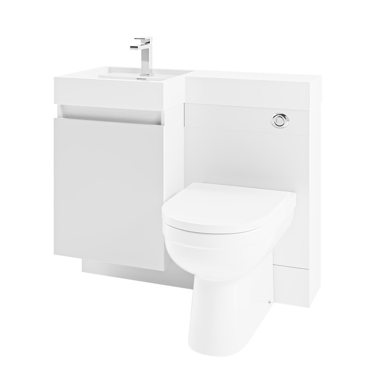 900mm White Toilet and Sink Unit Left Hand with Round Toilet - Agora