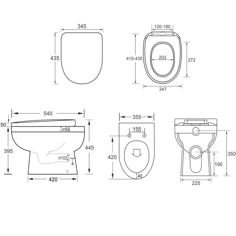 900mm White Toilet and Sink Unit Right Hand with Round Toilet - Agora