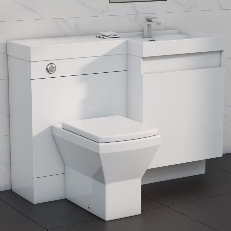 1200mm  White Toilet and Sink Unit Right Hand with Square Toilet - Agora