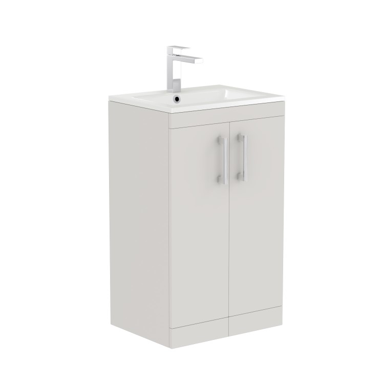 500mm White Freestanding Vanity Unit with Basin and Chrome Handles - Ashford