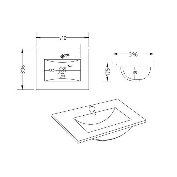 500mm White Freestanding Vanity Unit with Basin and Chrome Handles - Ashford