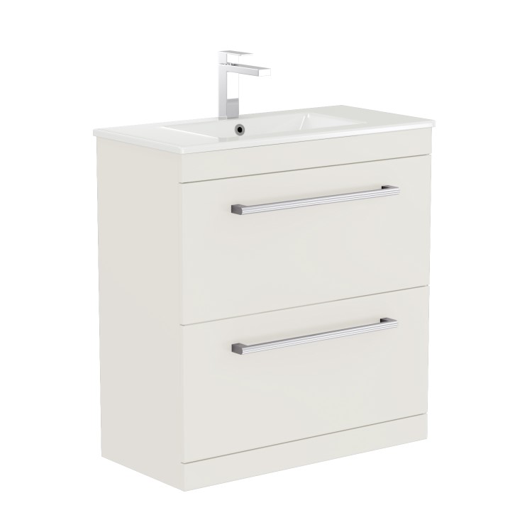 800mm White Freestanding Vanity Unit with Basin and Chrome Handles - Ashford