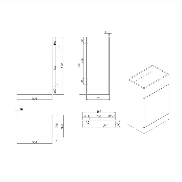 1100mm Black Left Hand Toilet and Sink Unit with Square Toilet and Chrome Fittings - Bali